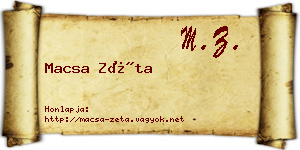 Macsa Zéta névjegykártya